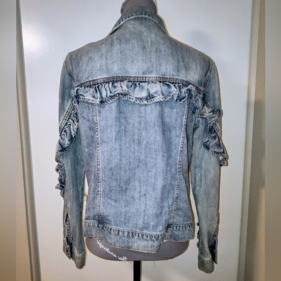 BP Ruffle Jean Denim Jacket Size Medium - Picture 5 of 10